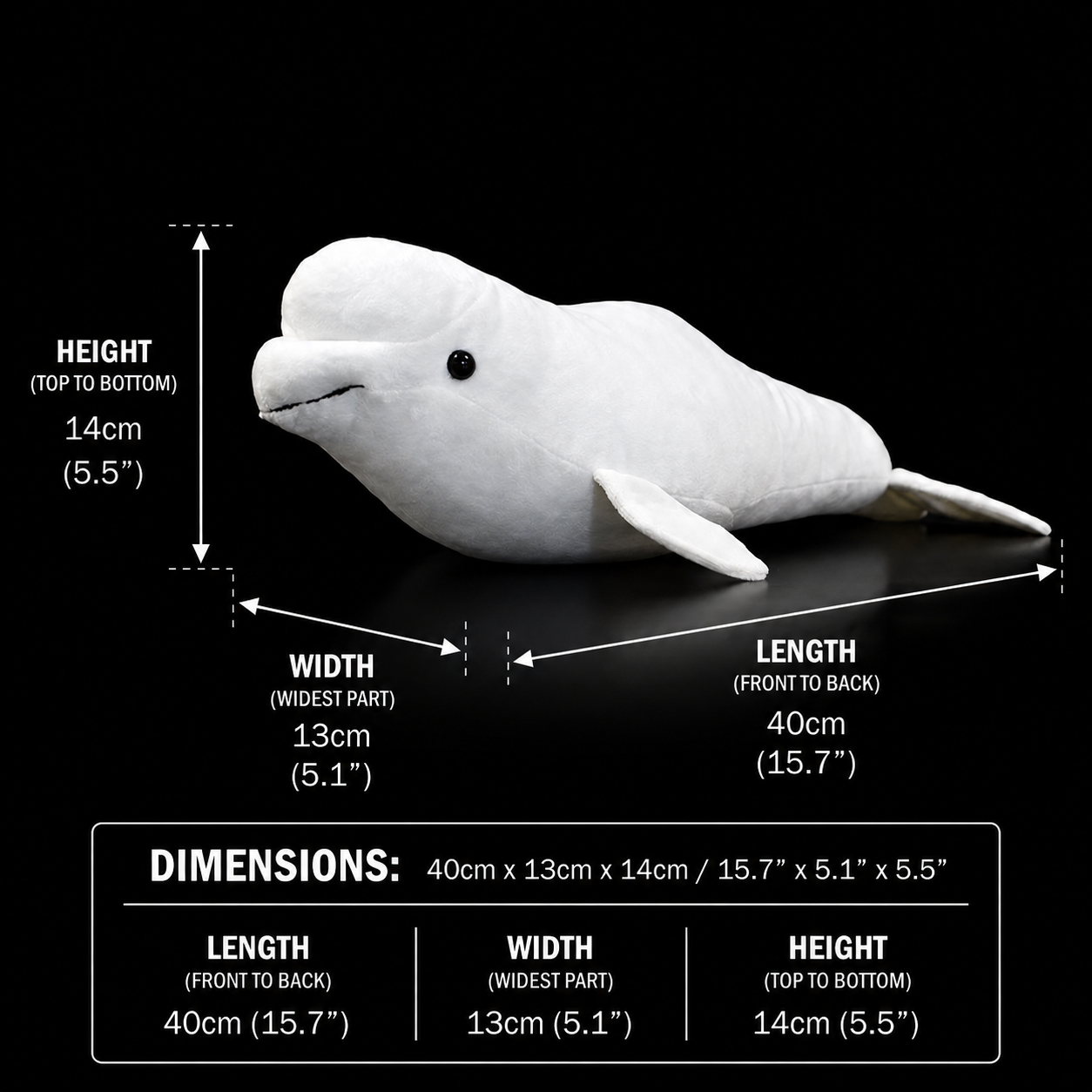 Peluche morbido di Beluga White Whale 