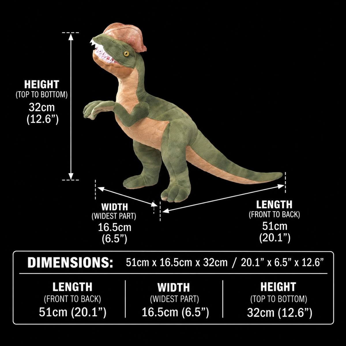 Dilophosaurus Dinosaur Soft Stuffed Plush Toy