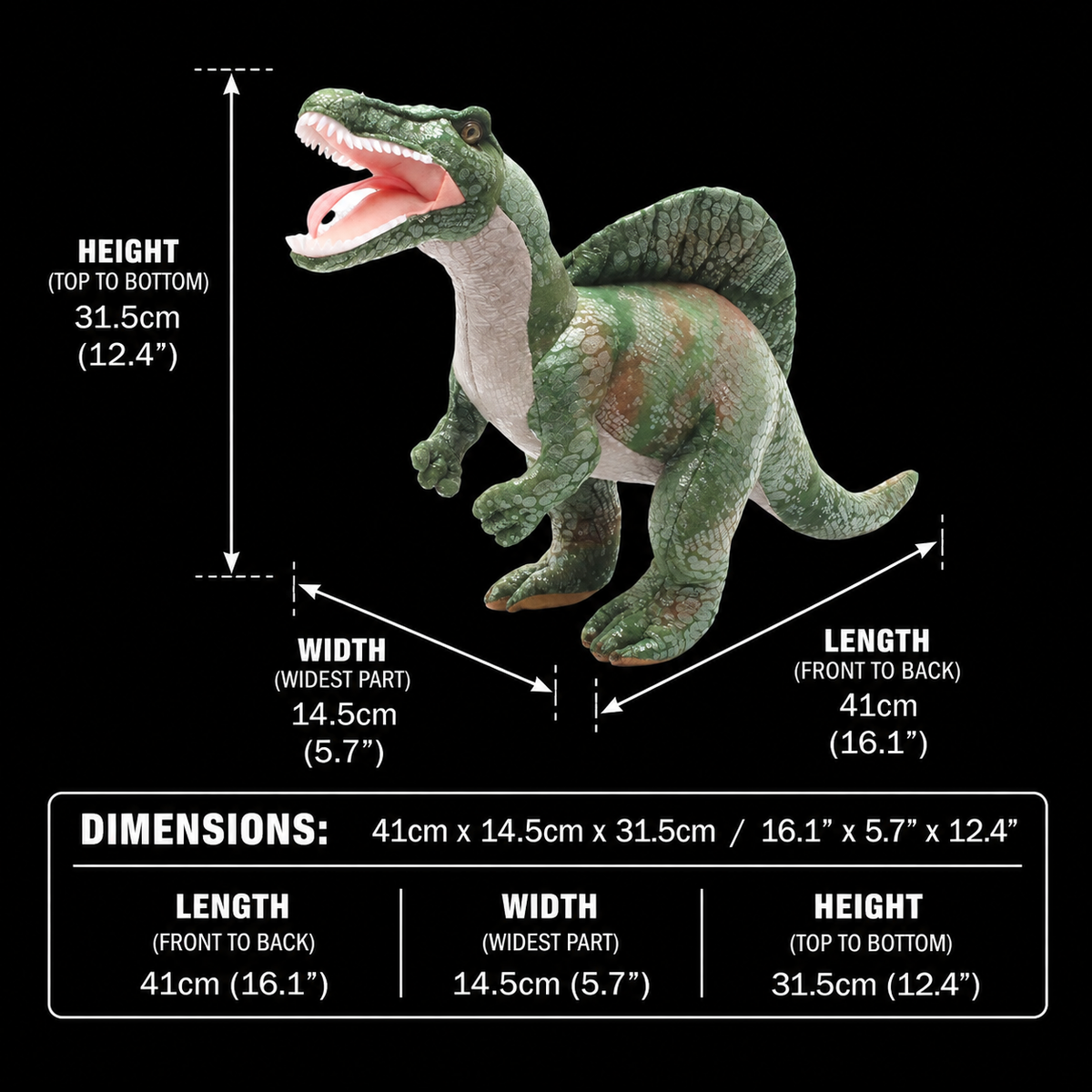 Green Spinosaurus Dinosaur Soft Stuffed Plush Toy