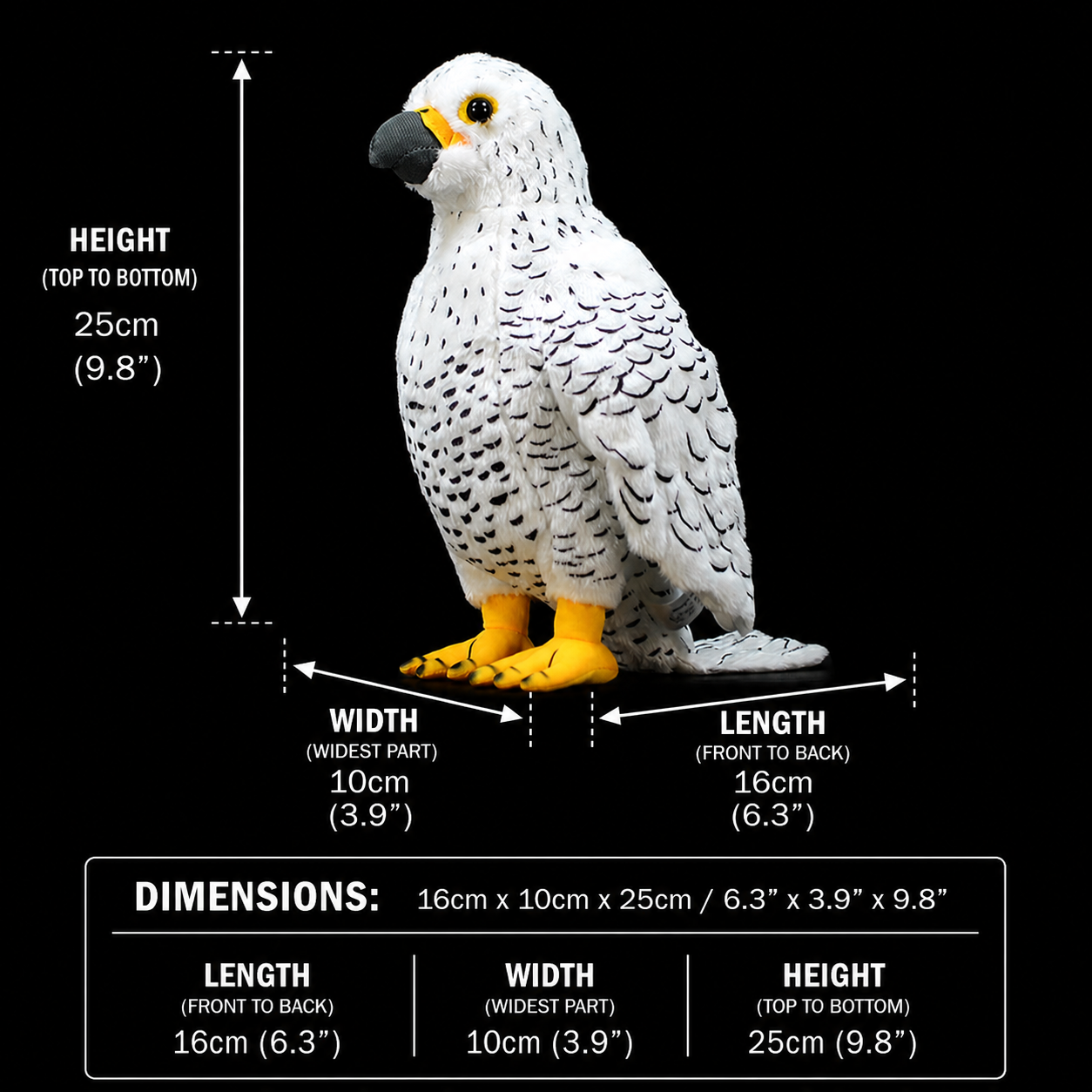 Měkká vycpaná plyšová hračka jako bílý pták Gyrfalcon