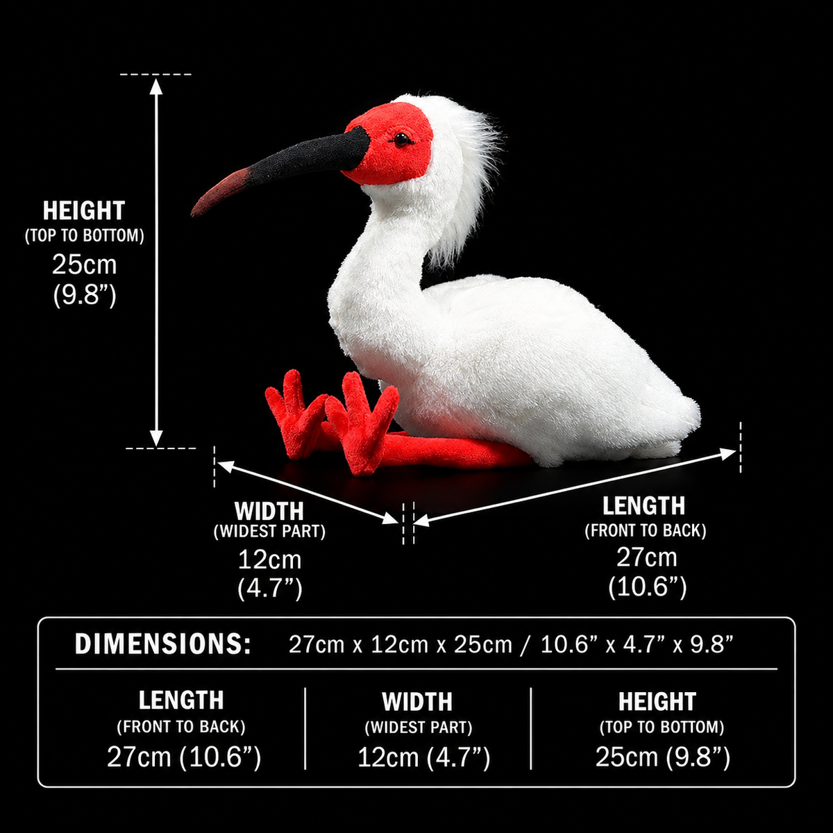 Japanese Crested Ibis Bird Soft Stuffed Plush Toy