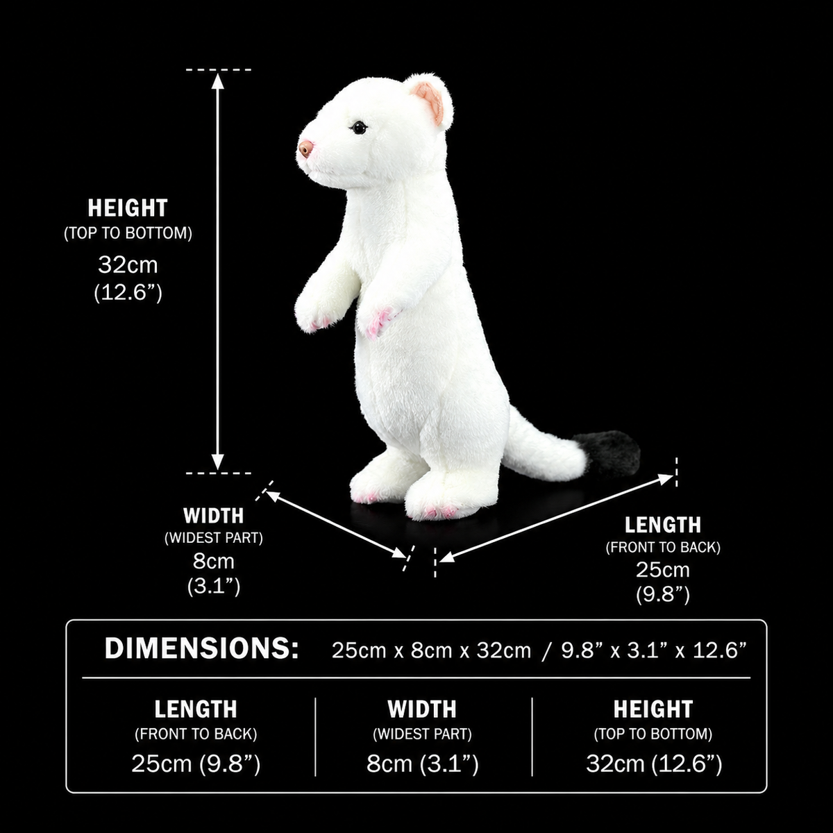White Stoat Soft Stuffed Plush Toy