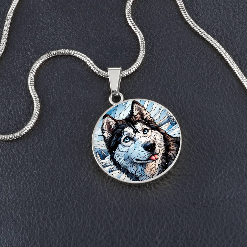 The Snowy Husky Pendant Necklace