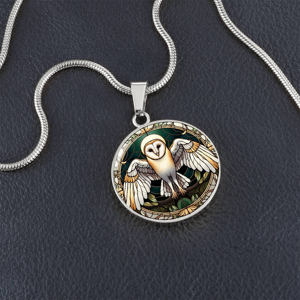 The Barn Owl Circle Pendant Necklace