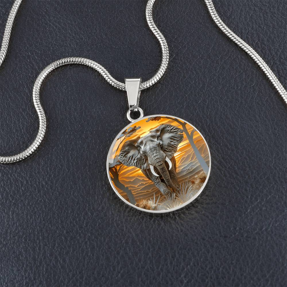 The Regal Elephant Circle Pendant Necklace