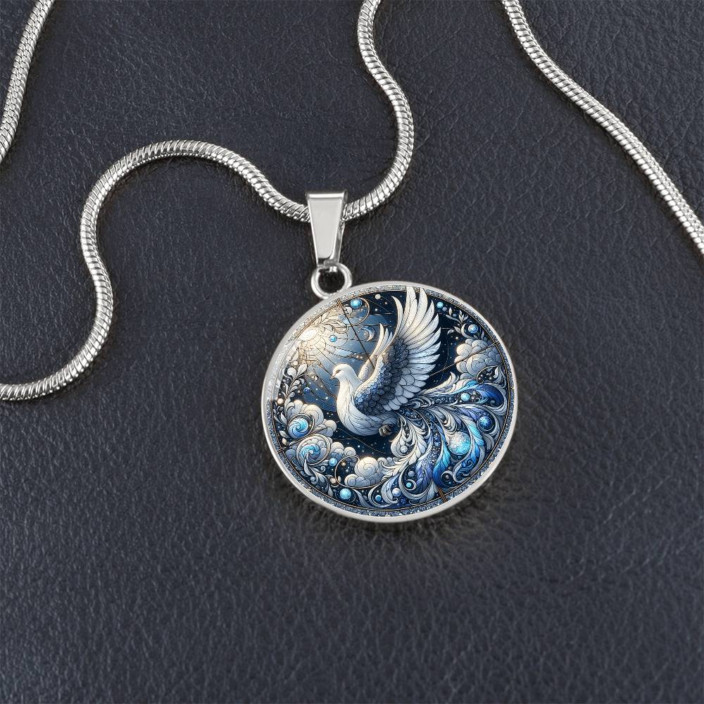 The Celestial Dove Circle Pendant Necklace