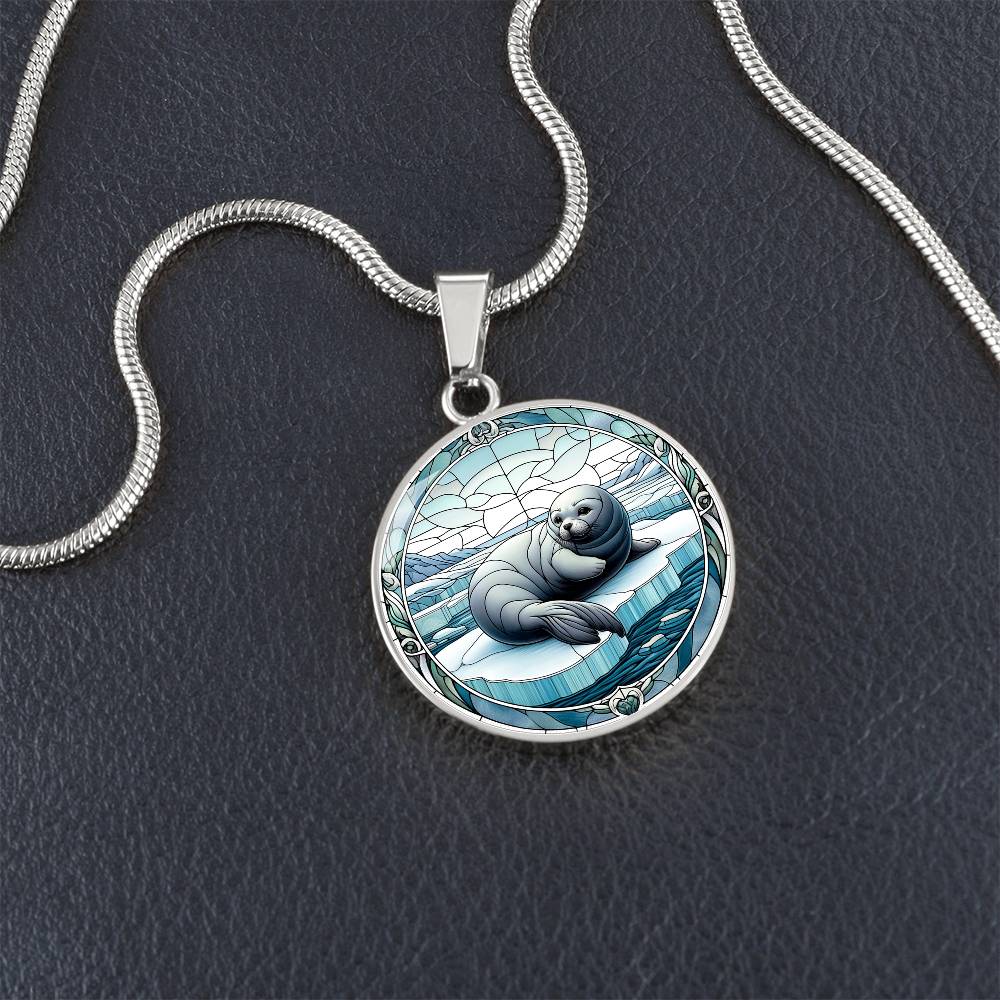 The Iceberg Seal Circle Pendant Necklace