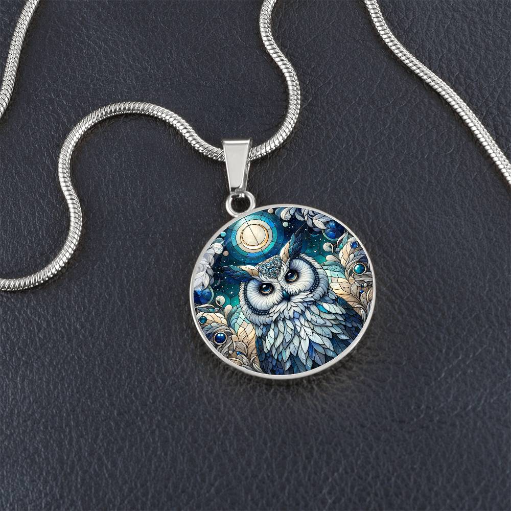 The Blue Owl Circle Pendant Necklace