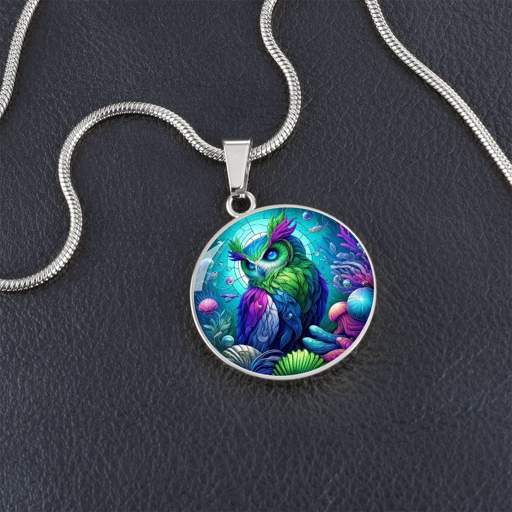 The Reef Owl Circle Pendant Necklace