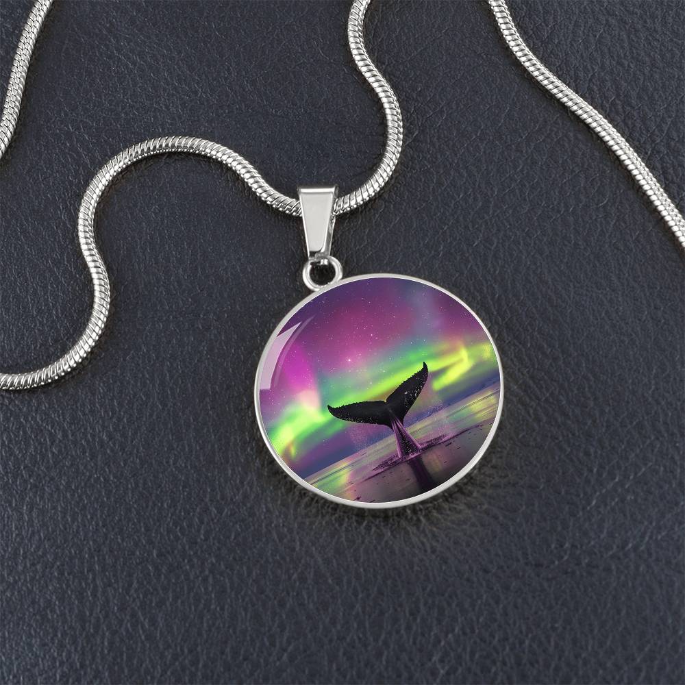 The Aurora Whale Tail Circle Pendant Necklace