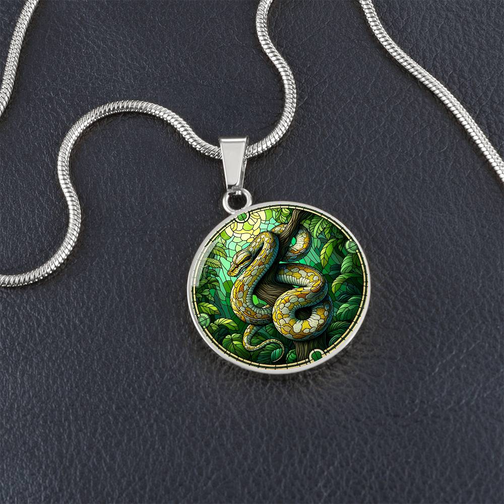 The Burmese Python Circle Pendant Necklace