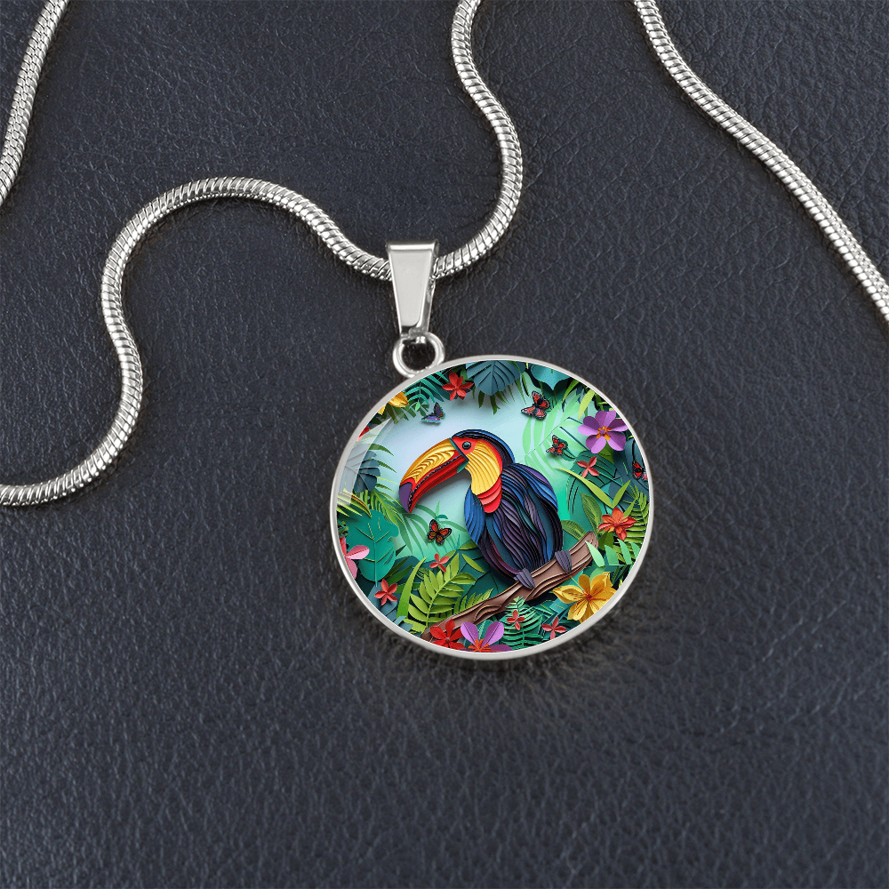 The Tropical Toucan Circle Pendant Necklace