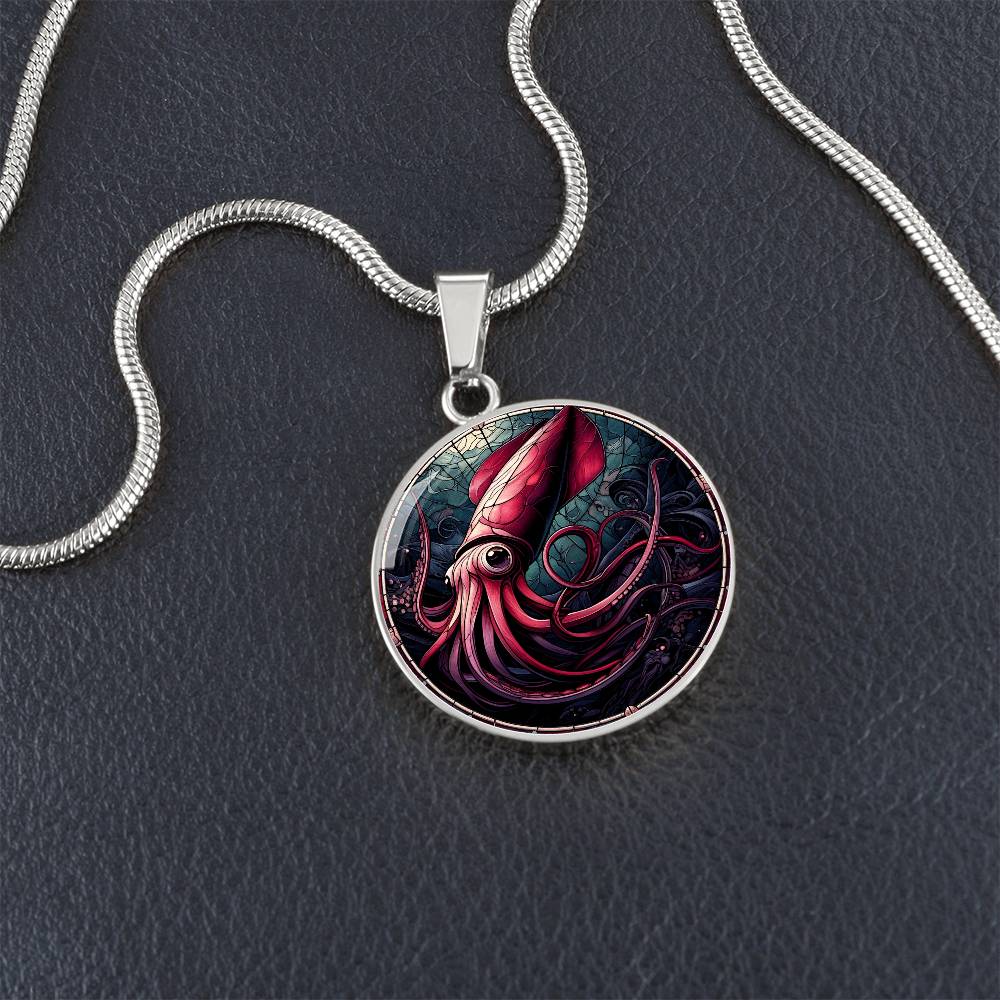 The Deep Sea Squid Circle Pendant Necklace