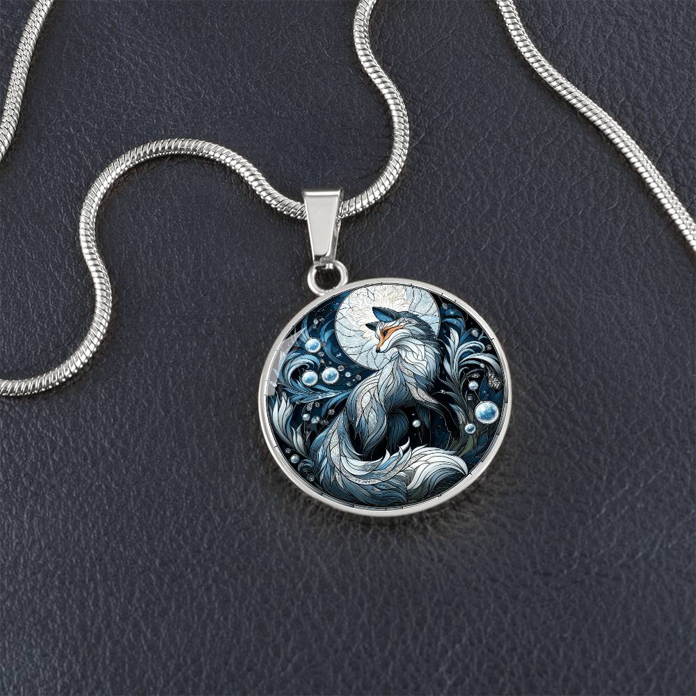 The Night Fox Circle Pendant Necklace