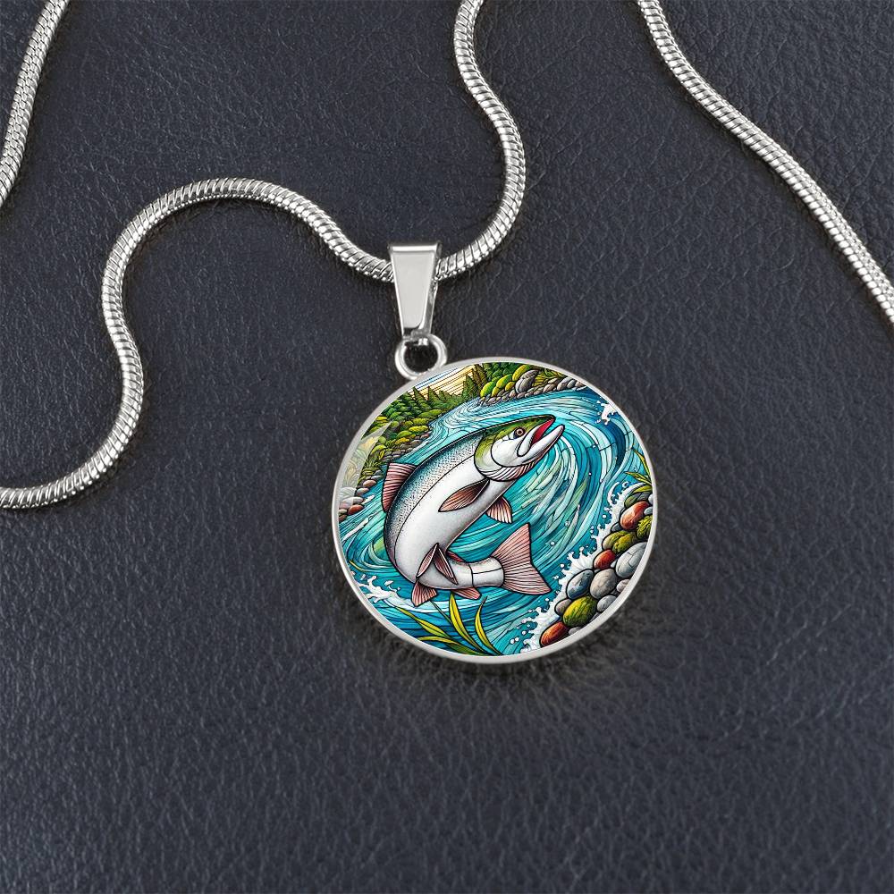 The Salmon Circle Pendant Necklace