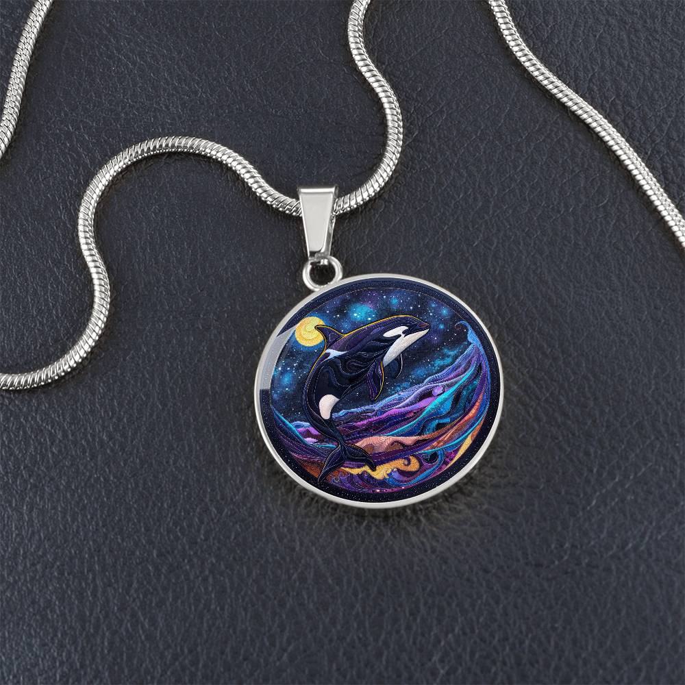 The Starry Orca Circle Pendant Necklace