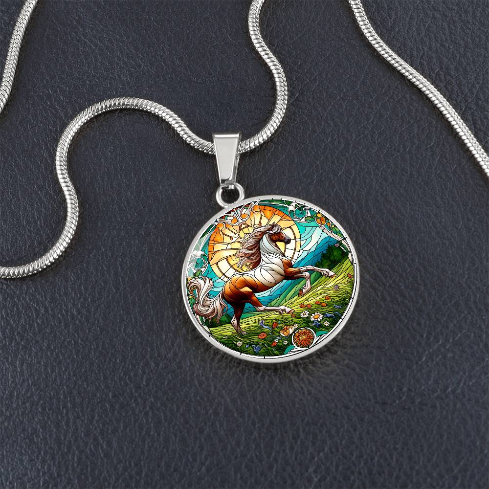 The Radiant Horse Circle Pendant Necklace