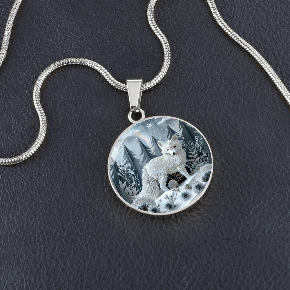 The Winter Fox Circle Pendant Necklace