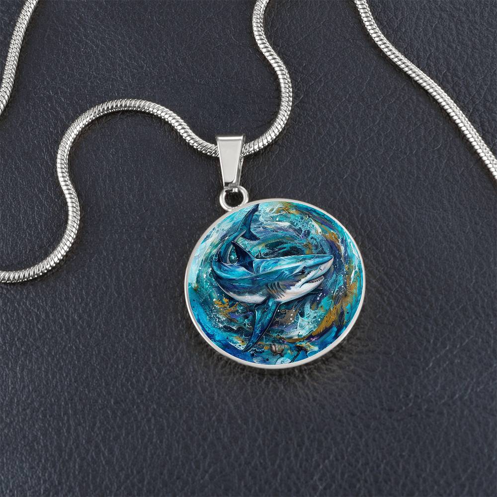 The Swirling Shark Circle Pendant Necklace