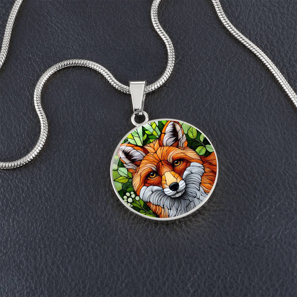 The Fox Face Circle Pendant Necklace