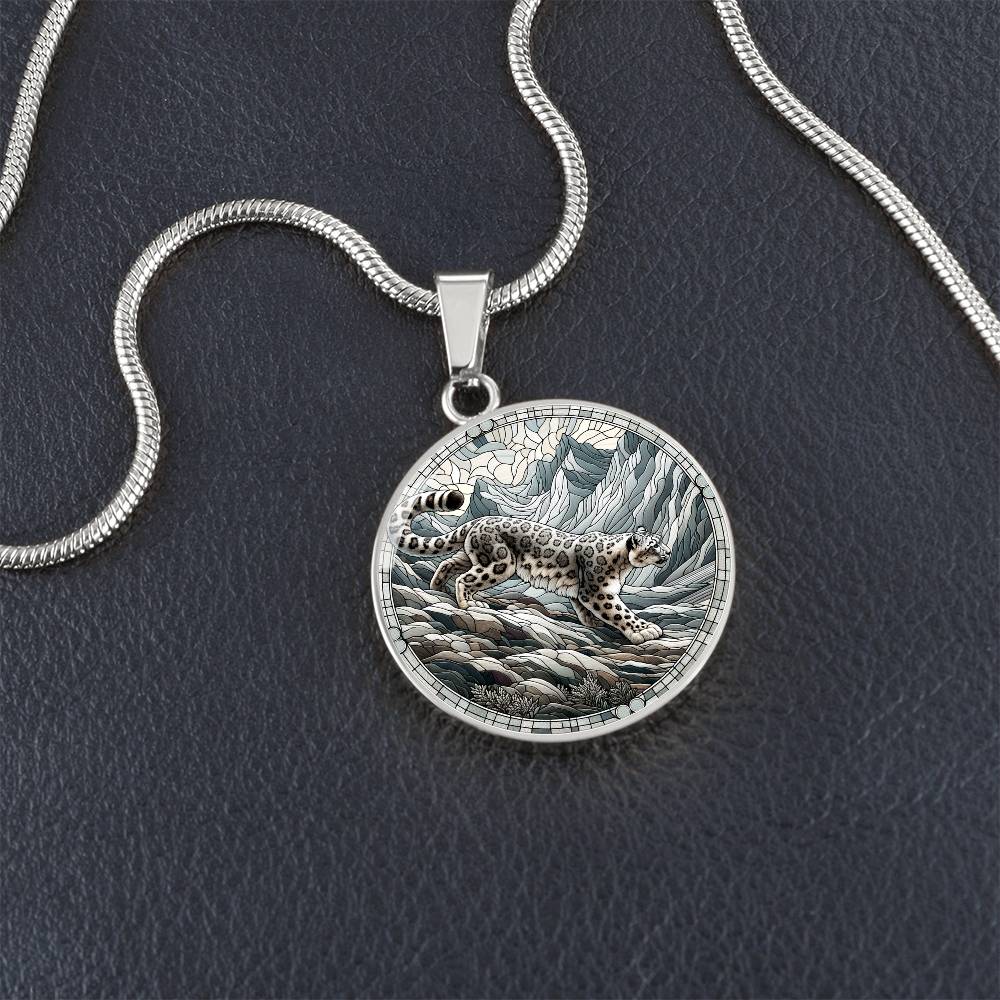 The Snow Leopard Circle Pendant Necklace