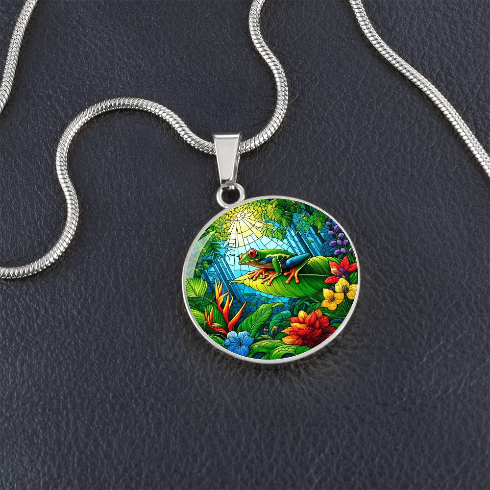 The Tropical Frog Circle Pendant Necklace