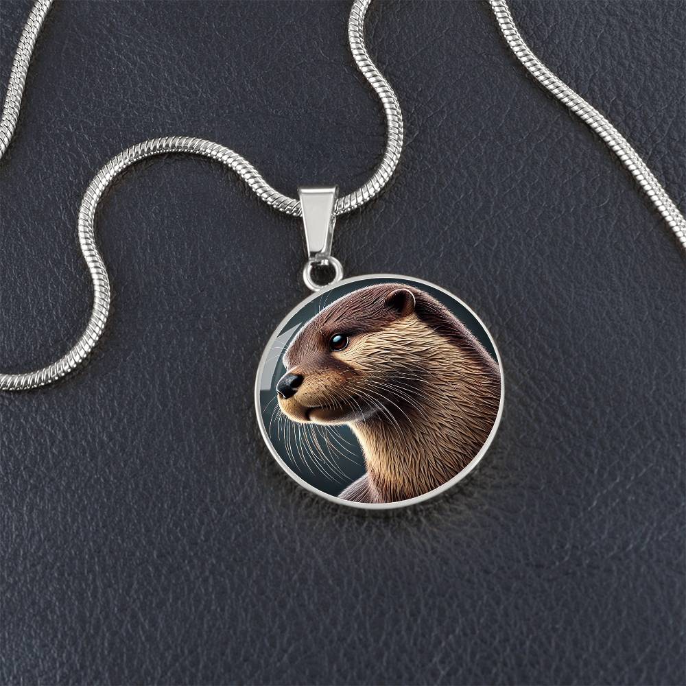 The Otter Face Circle Pendant Necklace