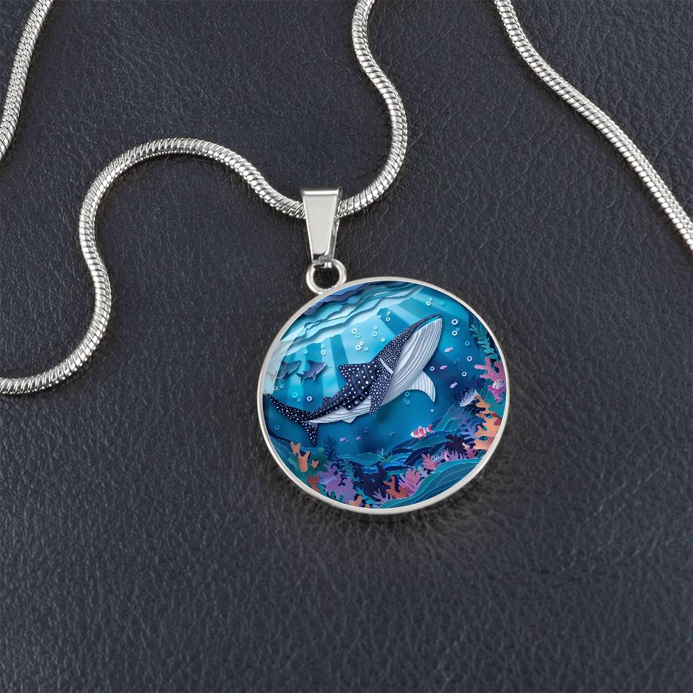 The Gliding Whale Shark Circle Pendant Necklace