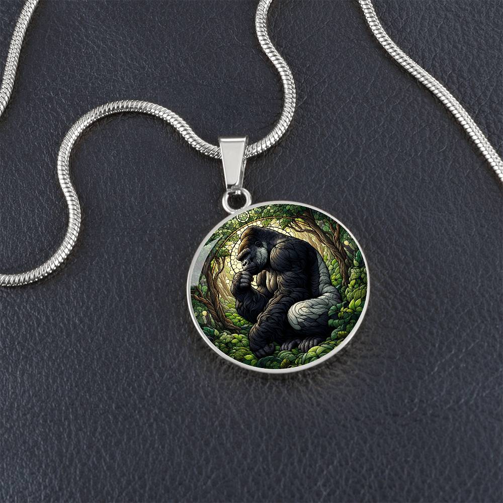 The Majestic Gorilla Circle Pendant Necklace