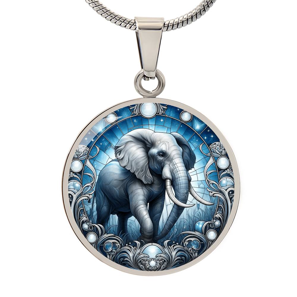 The Night Elephant Circle Pendant Necklace