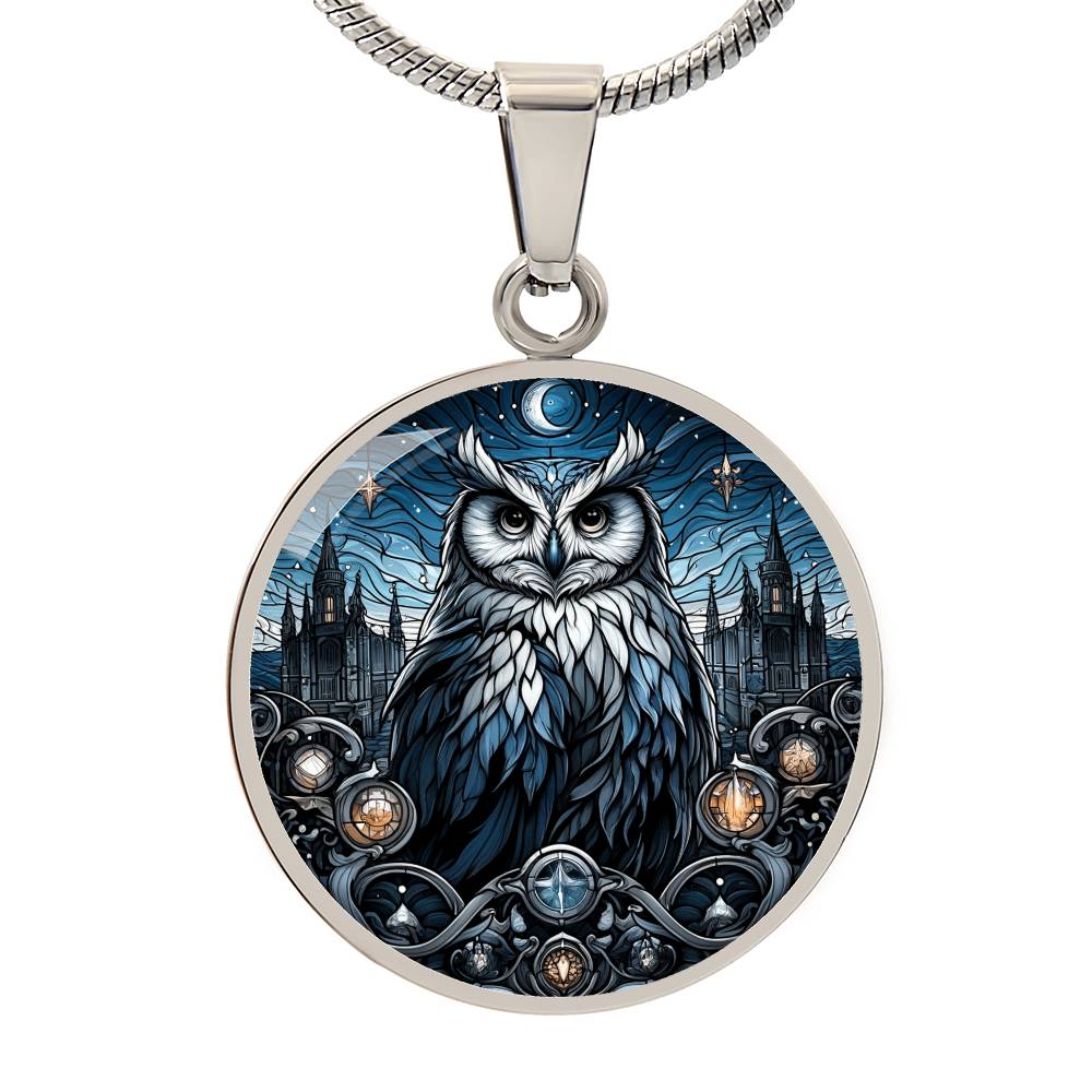 The Cathedral Owl Circle Pendant Necklace