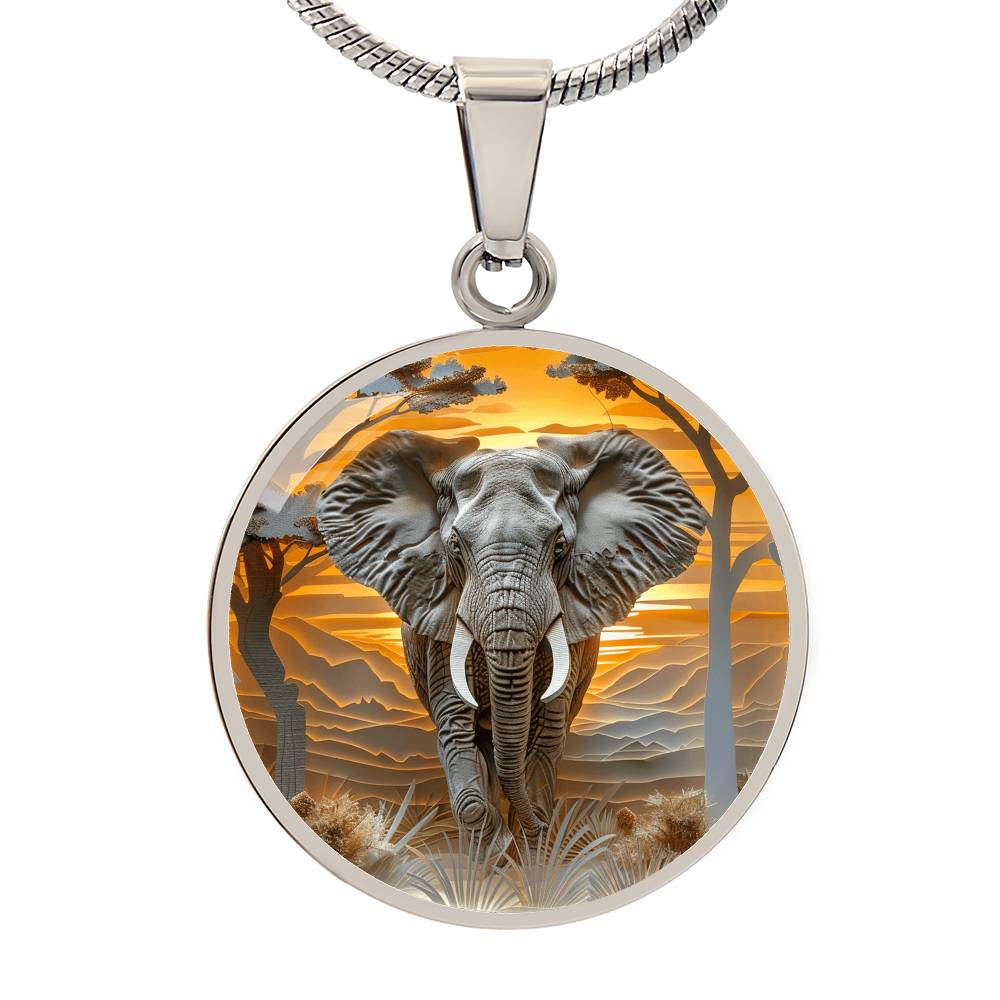 The Regal Elephant Circle Pendant Necklace