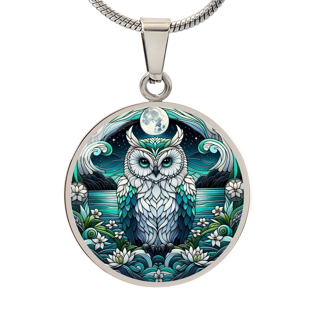 The Lake Owl Circle Pendant Necklace