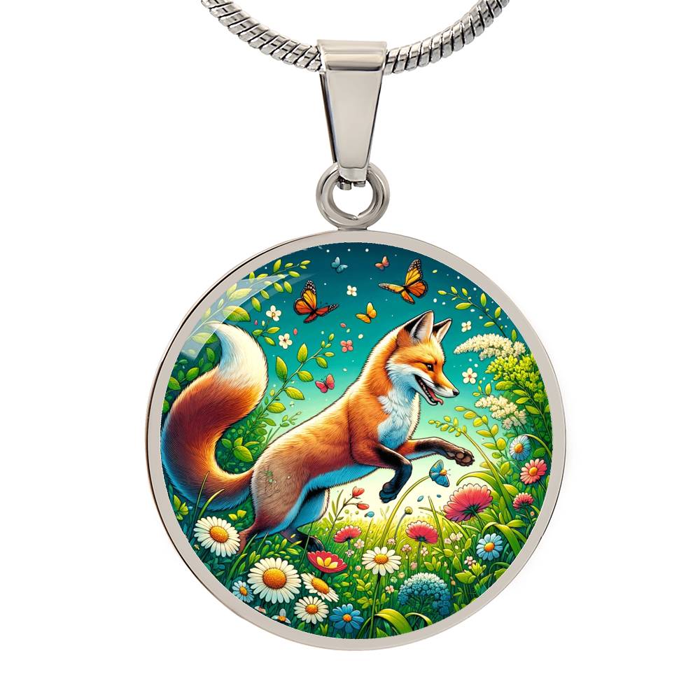 The Meadow Fox Circle Pendant Necklace