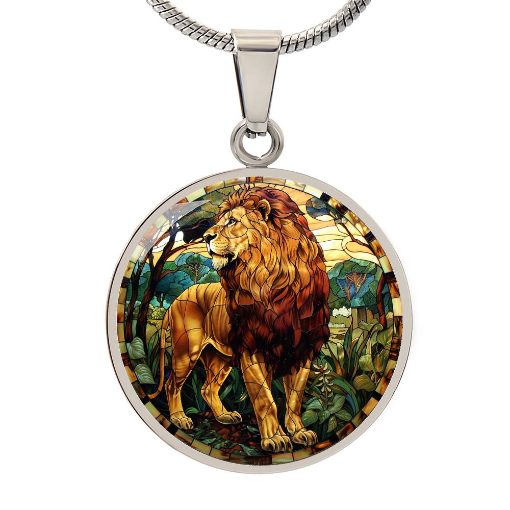 The Lion Guardian Circle Pendant Necklace