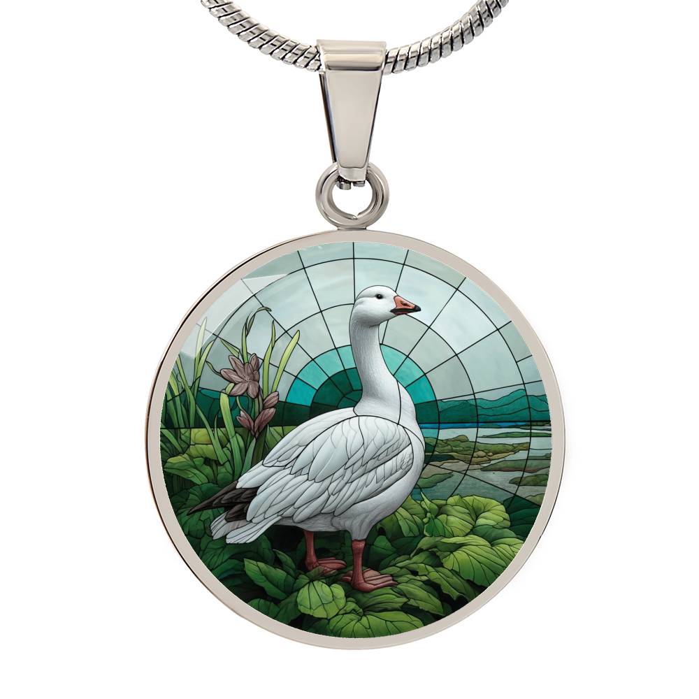 The Snow Goose Circle Pendant Necklace