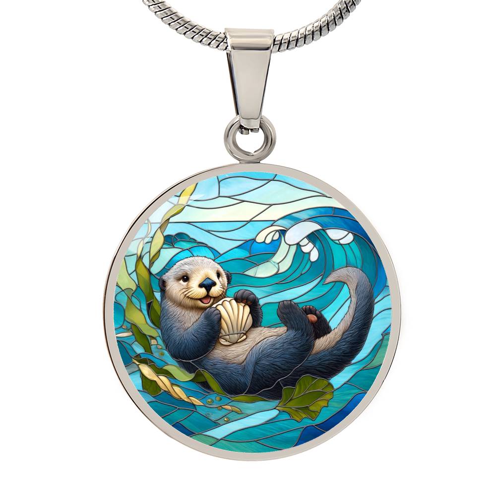 The Sea Otter Circle Pendant Necklace