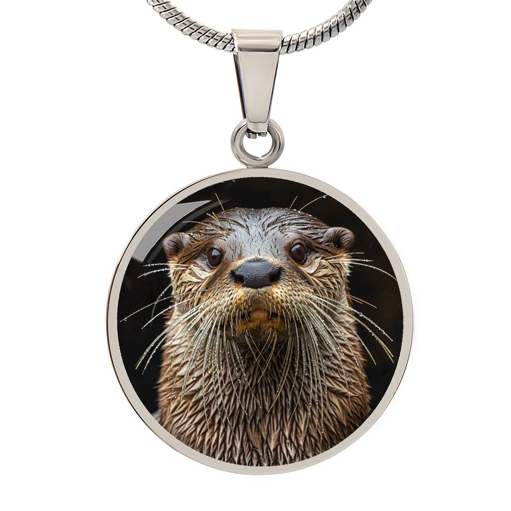 The Otter Portrait Circle Pendant Necklace