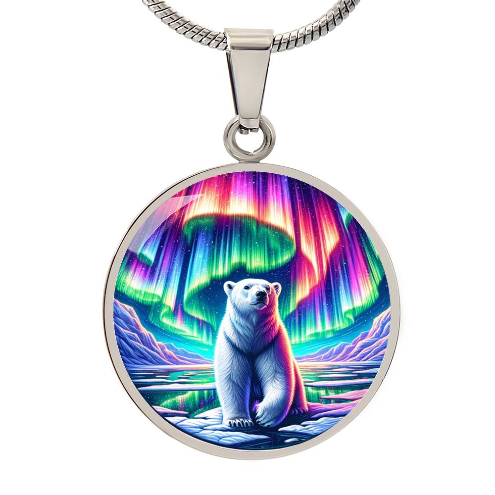 The Aurora Bear Circle Pendant Necklace