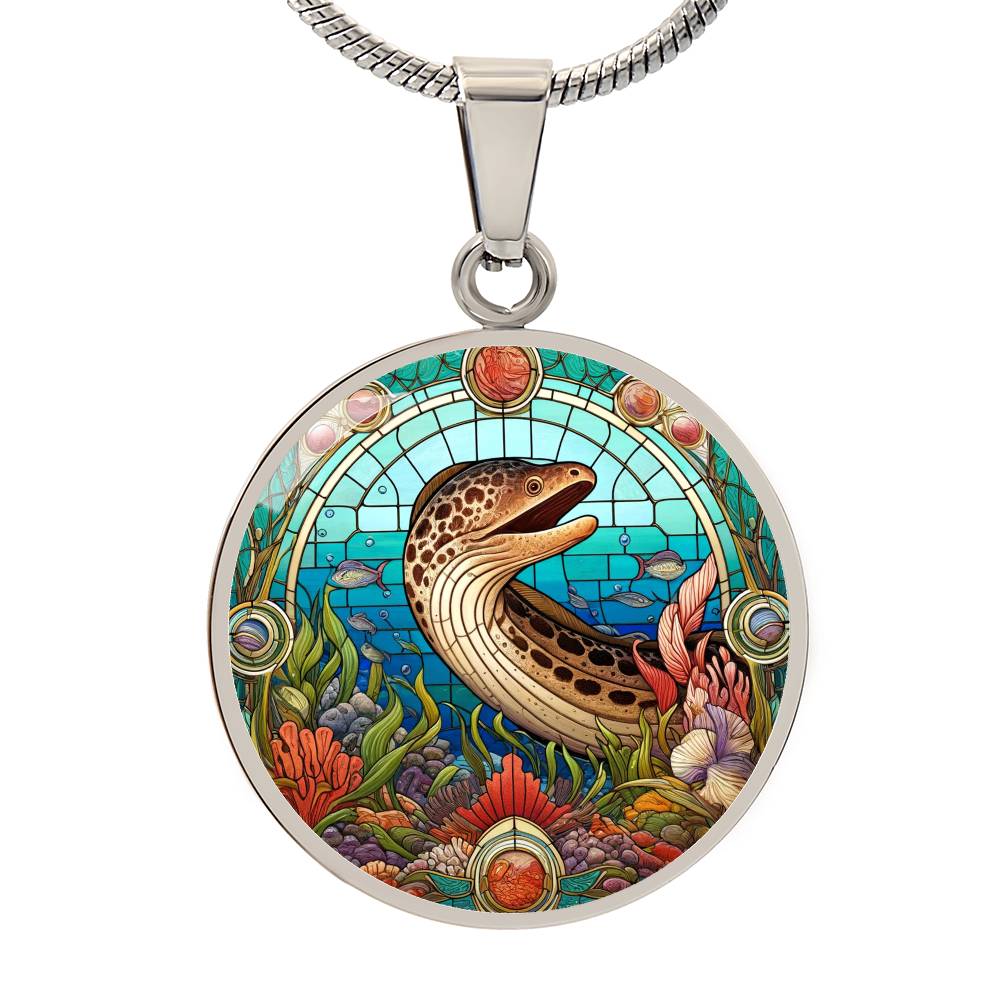 The Spotted Moray Eel Circle Pendant Necklace