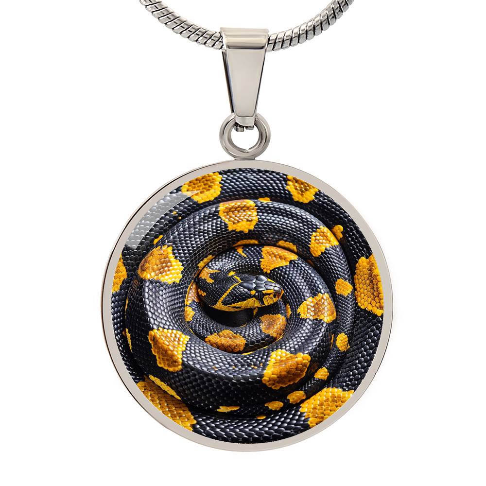 The Black Gold Serpent Circle Pendant Necklace