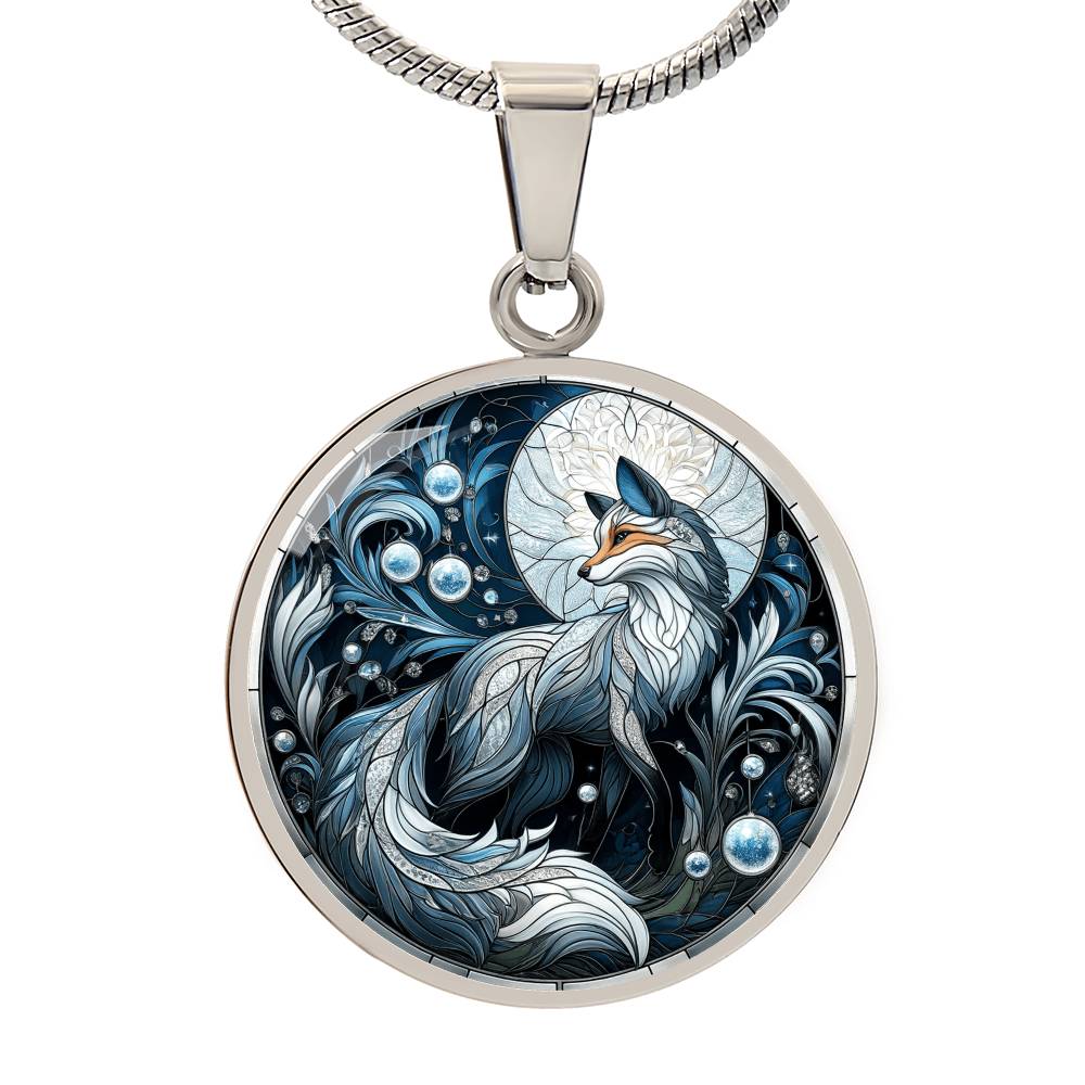 The Night Fox Circle Pendant Necklace