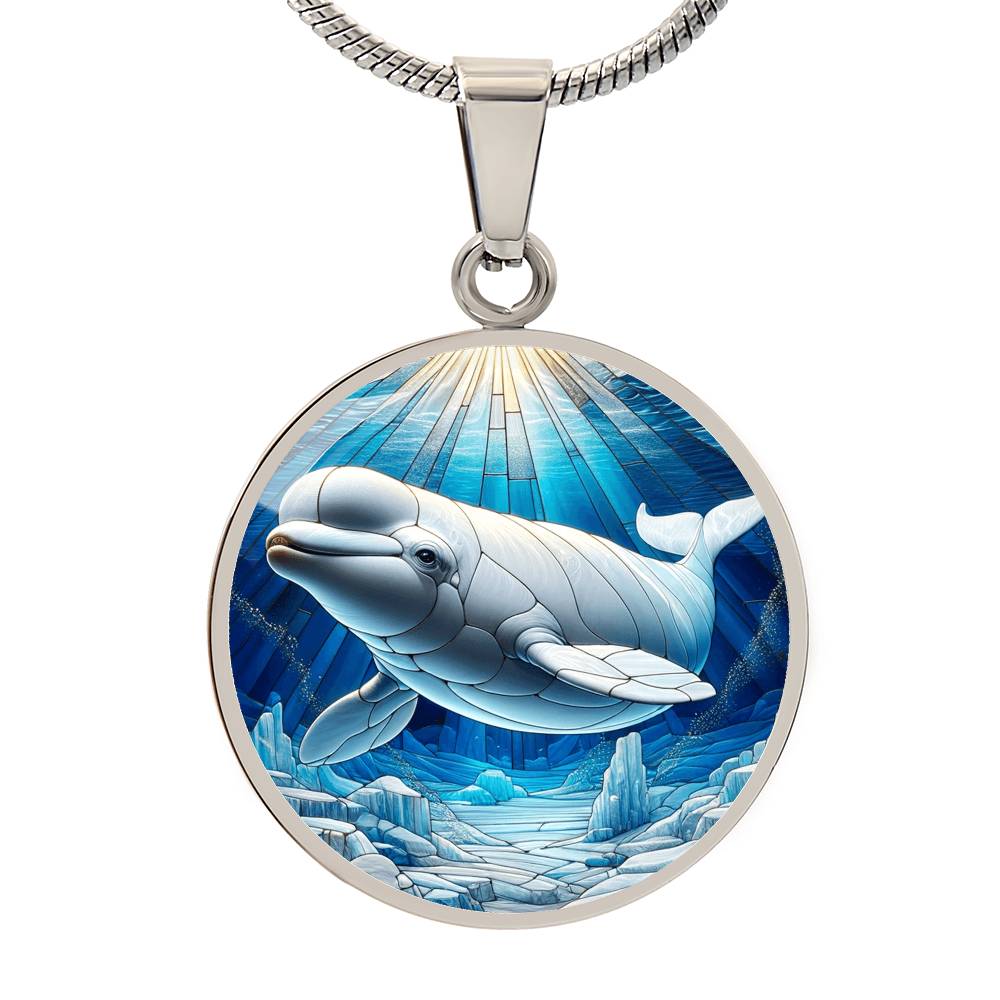 The Beluga Whale Circle Pendant Necklace