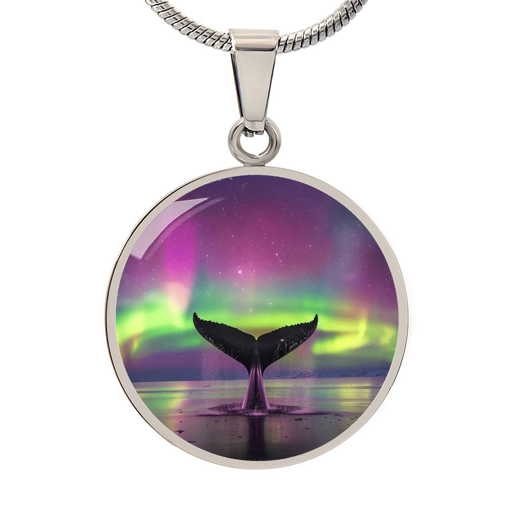 The Aurora Whale Tail Circle Pendant Necklace