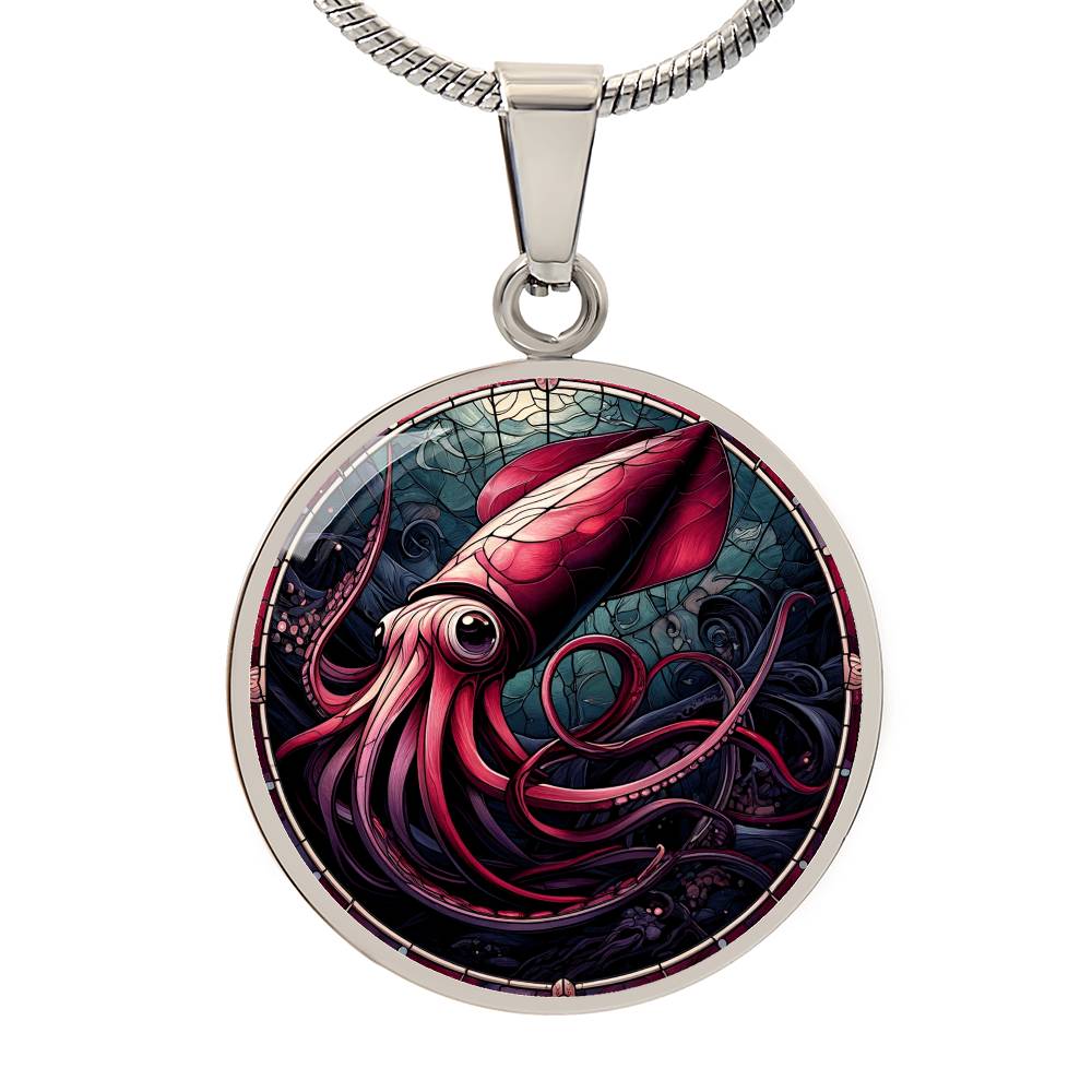 The Deep Sea Squid Circle Pendant Necklace