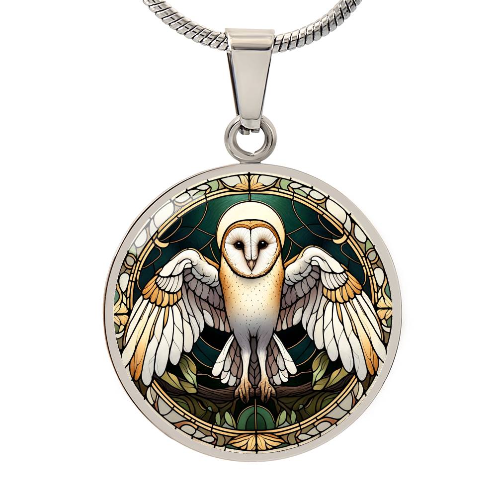 The Barn Owl Circle Pendant Necklace