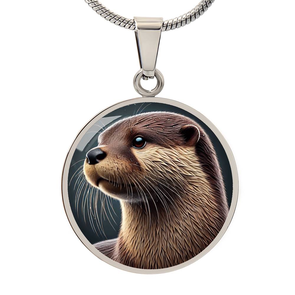 The Otter Face Circle Pendant Necklace