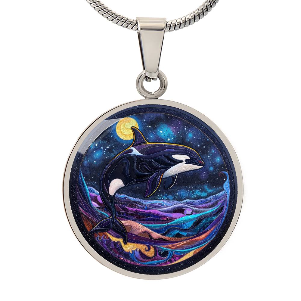 The Starry Orca Circle Pendant Necklace