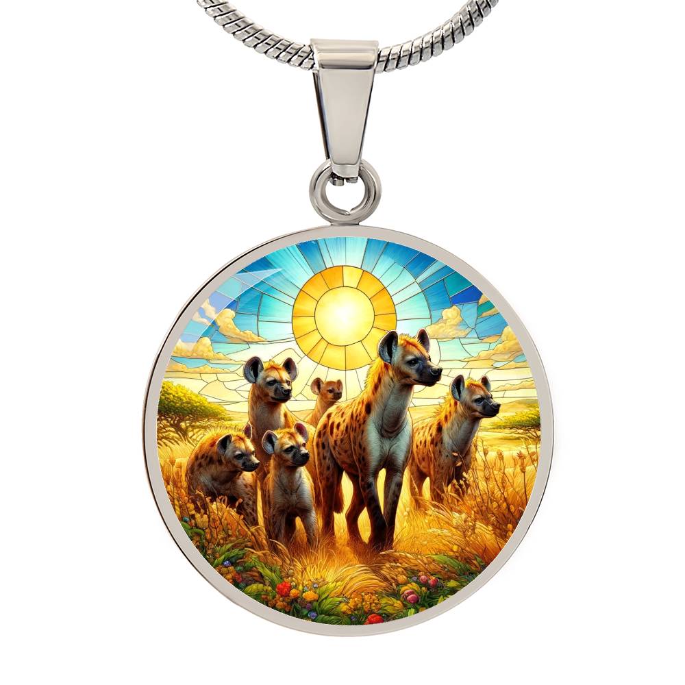 The Hyena Family Circle Pendant Necklace