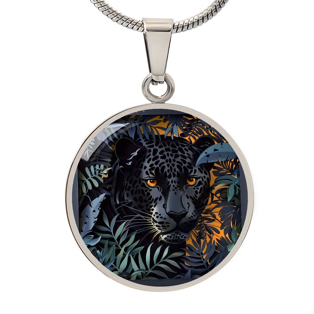 The Panther Circle Pendant Necklace